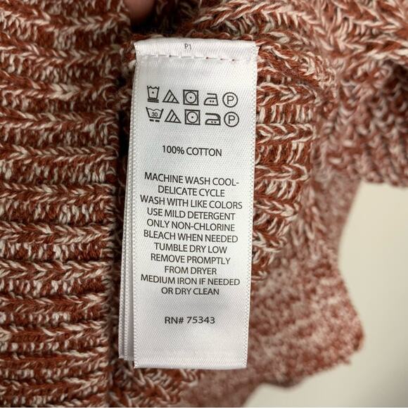 Cupcakes & Cashmere Knit Sweater Womens Small Orange Pullover Mock Neck Cotton - Picture 5 of 6